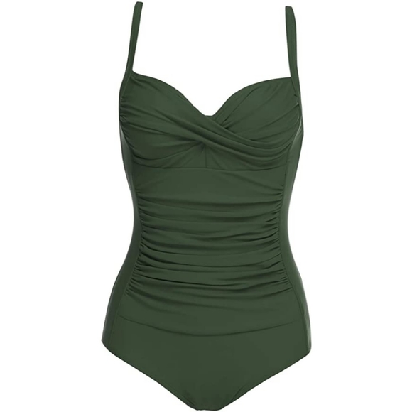 Ekouaer Womens M One PieceTummy Control Shirred Monokinis Bathing Sz M NWT - Picture 3 of 5